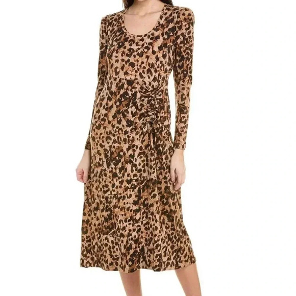 Cabi Selma Size Medium Leopard Print Dress Stretch Figure Flattering - Picture 3 of 12